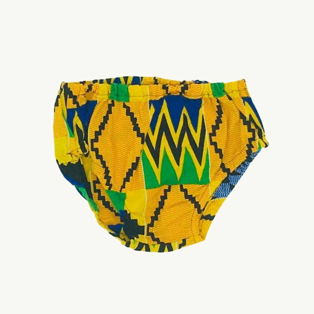 Hardly Worn Mimz & Tribe yellow geometric bloomers size 6-12 months