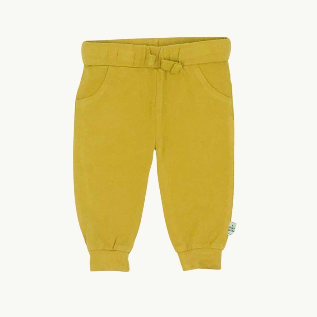 Hardly Worn A Happy Brand yellow joggers size 1-2 months