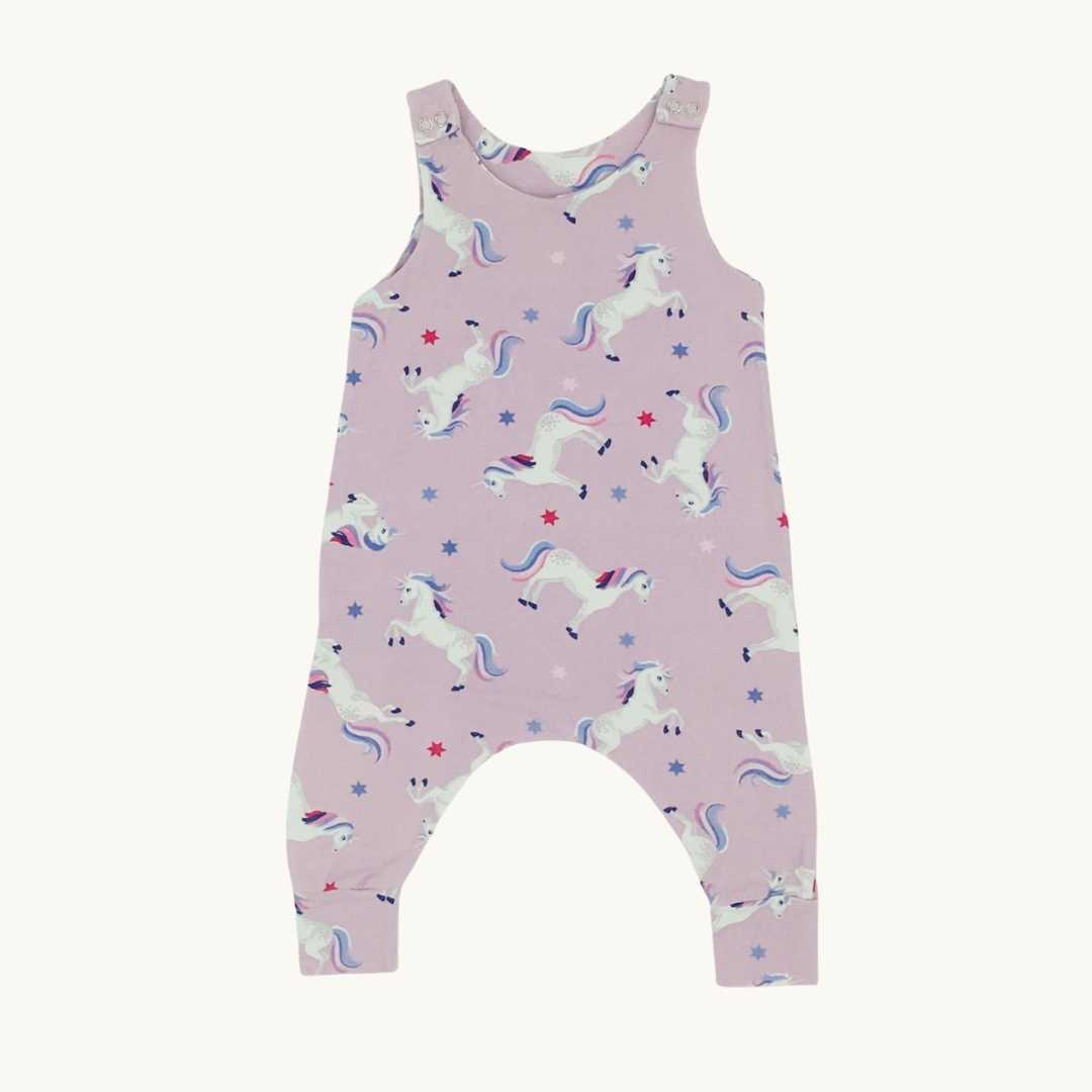 Gently Worn Isla & I pink unicorn dungarees size 6-9 months