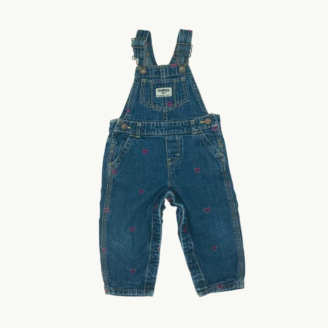 Hardly Worn Osh Kosh BGosh denim heart dungarees size 9-12 months