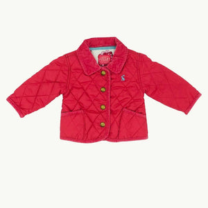 Hardly Worn Joules pink quilted jacket size 0-3 months