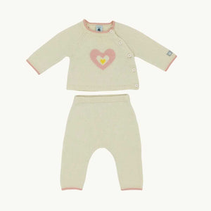 Hardly Worn Petit Bateau pink knit set size 3-6 months
