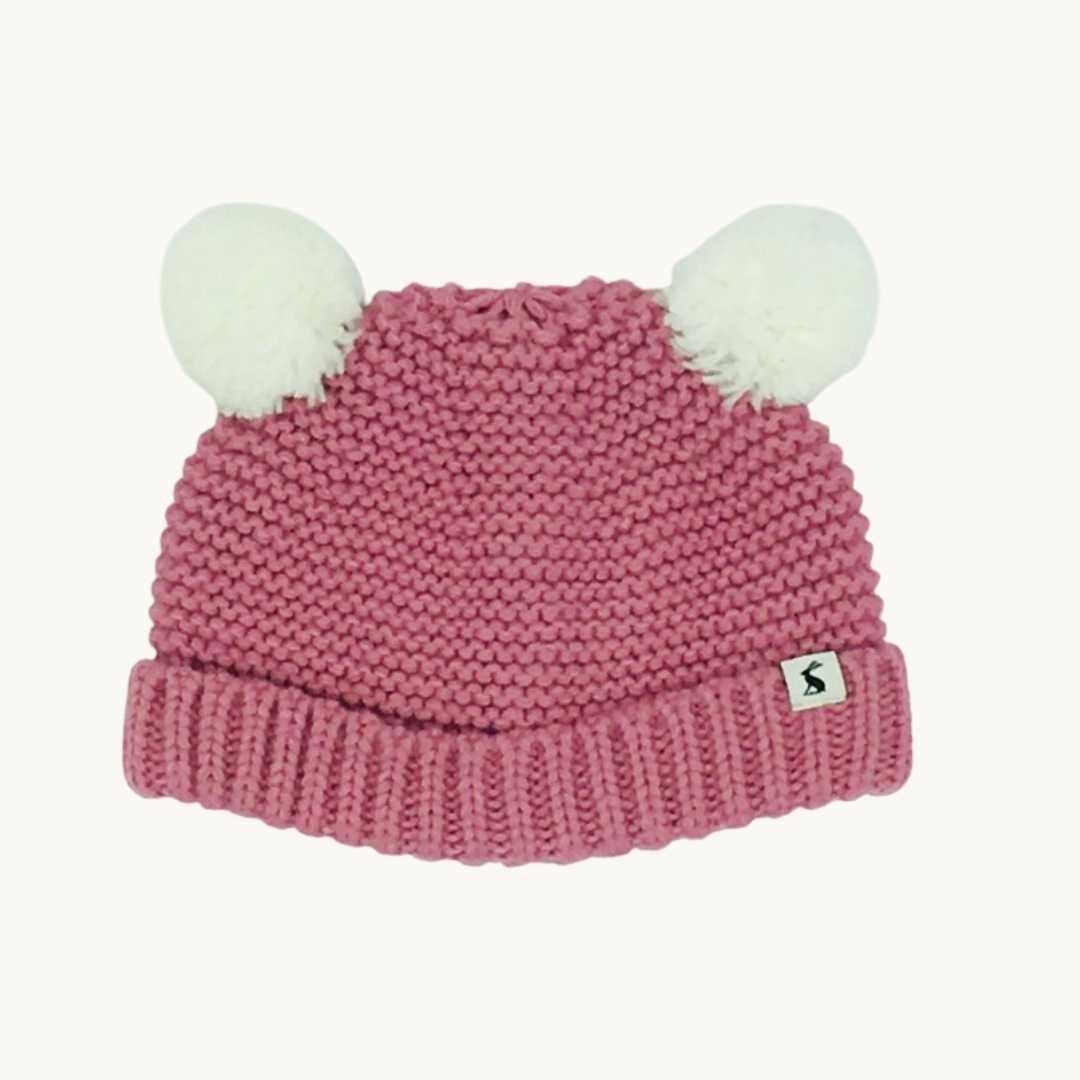 Hardly Worn Joules pink pom pom beanie size 6-12 months