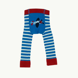 Gently Worn Jojo Maman Bebe aeroplane knit leggings size 0-6 months