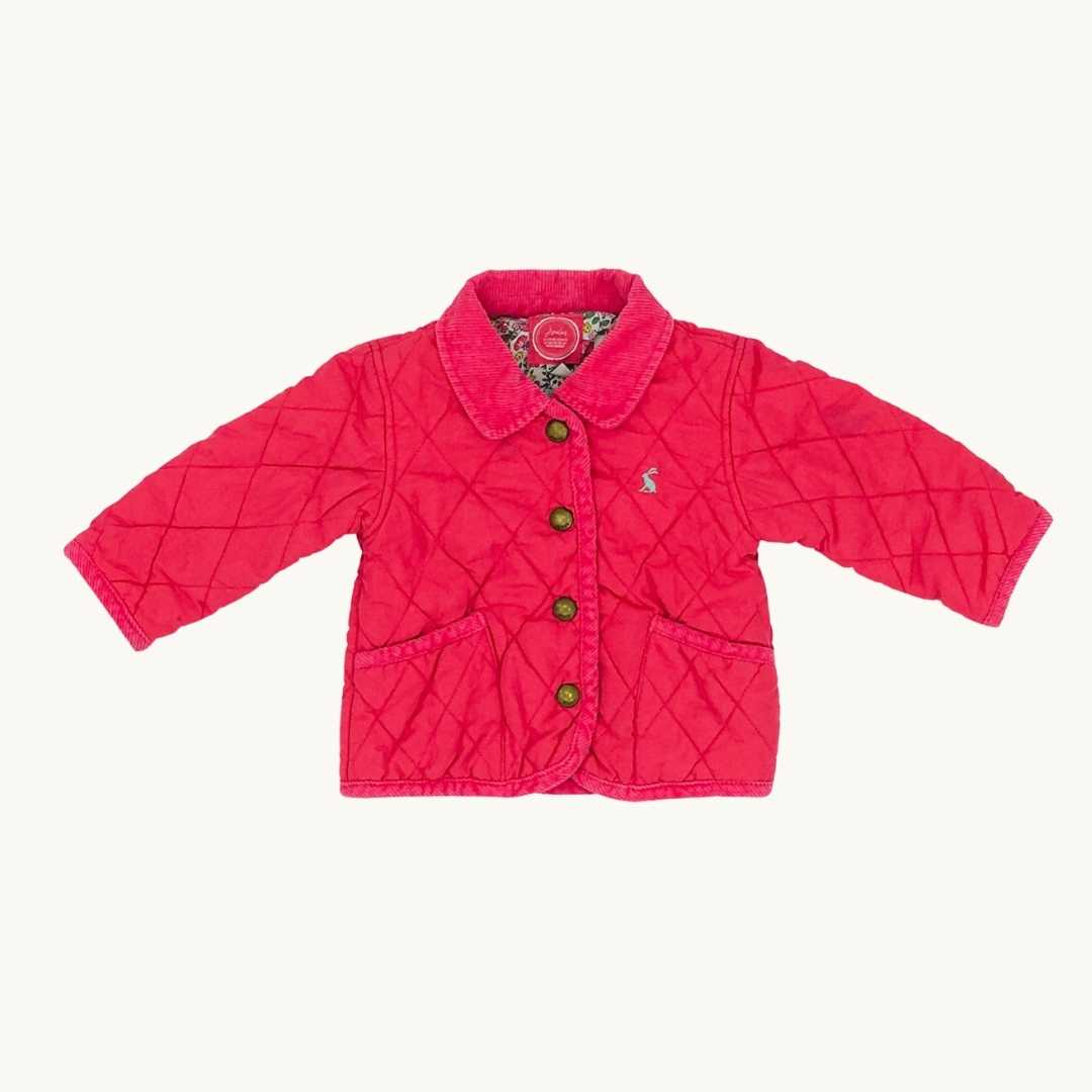 Gently Worn Joules  pink quilted jacket size 6-9 months