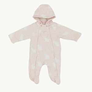 Gently Worn John Lewis pink bunny pramsuit size 3-6 months
