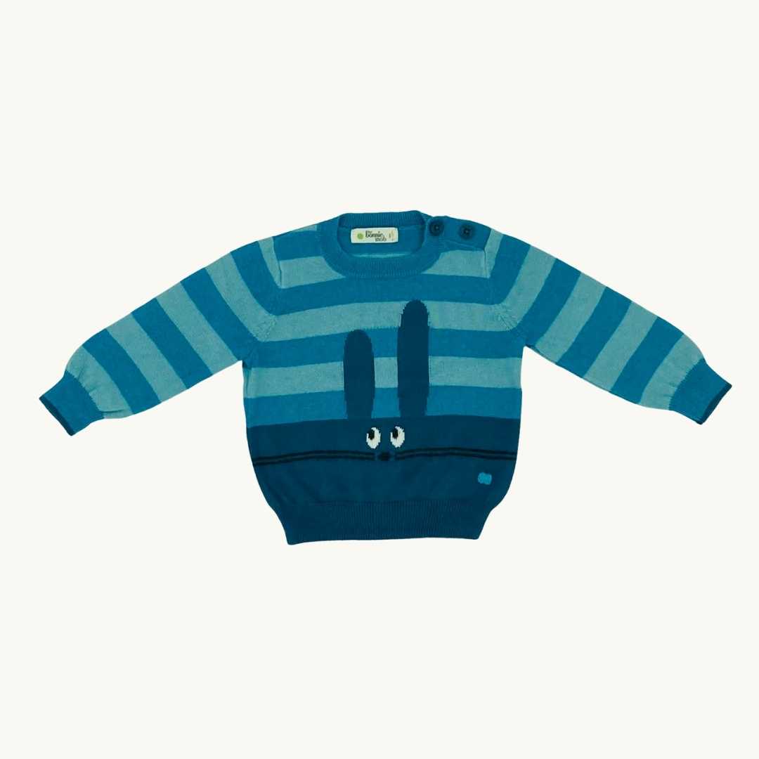 Hardly Worn The Bonnie Mob striped knit jumper size 6-12 months