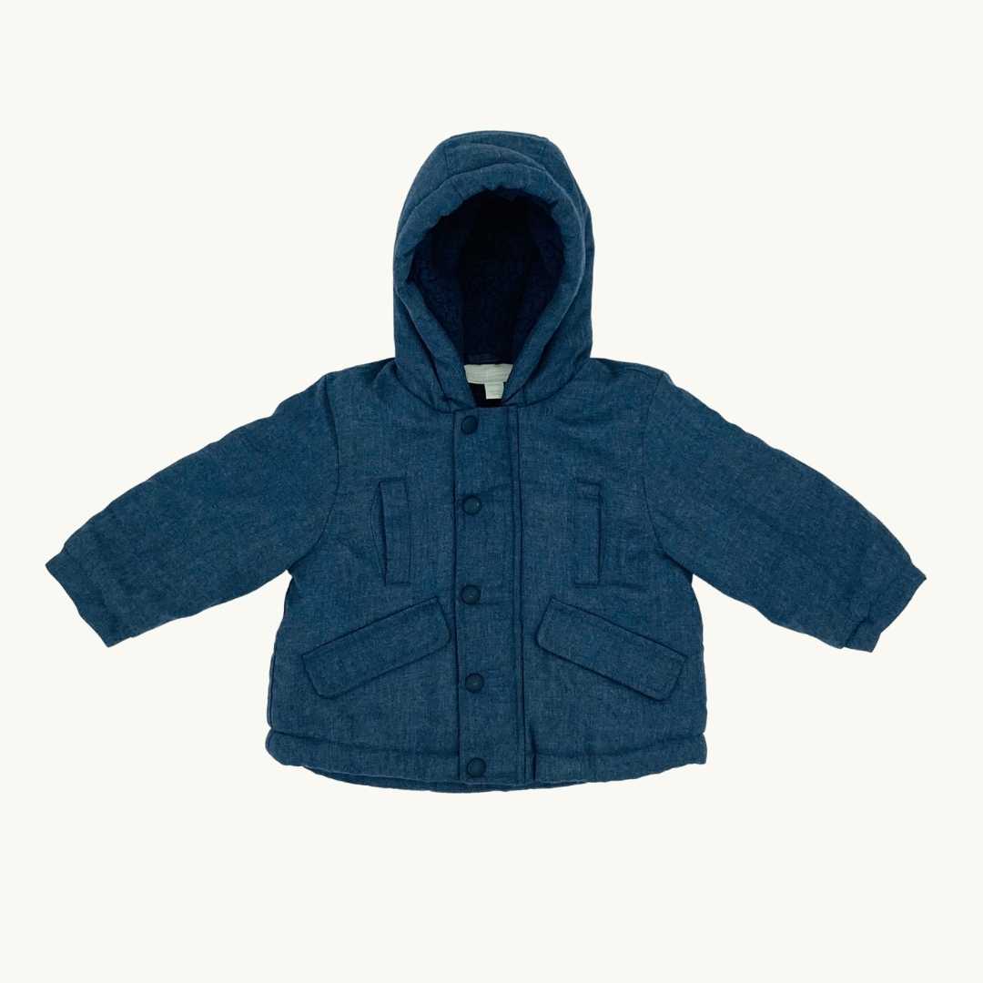 Hardly Worn The White Company blue fleece jacket size 12-18 months