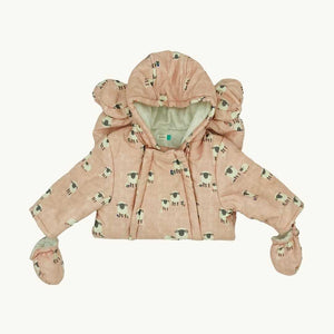 Hardly Worn John Lewis pink sheep pramsuit size 6-9 months