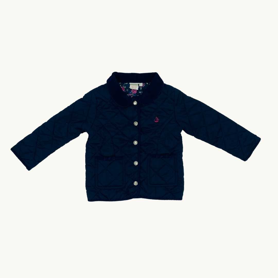 Hardly Worn JoJo Maman Bebe navy quilted jacket size 2-3 years