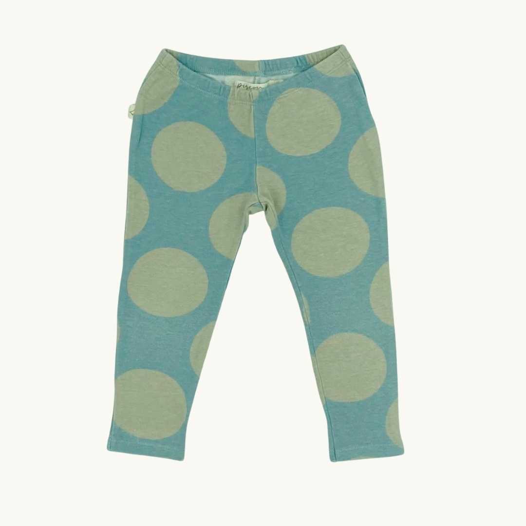Hardly Worn Pigeon Organics blue spot leggings size 3-4 years