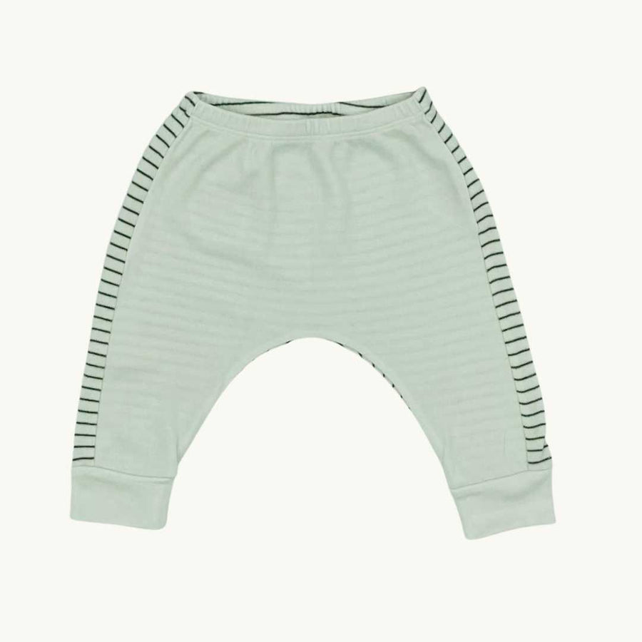 Hardly Worn Baby Mori grey striped yoga joggers size 0-3 months
