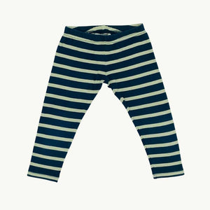 Gently Worn Pigeon Organics navy striped leggings size 3-4 years