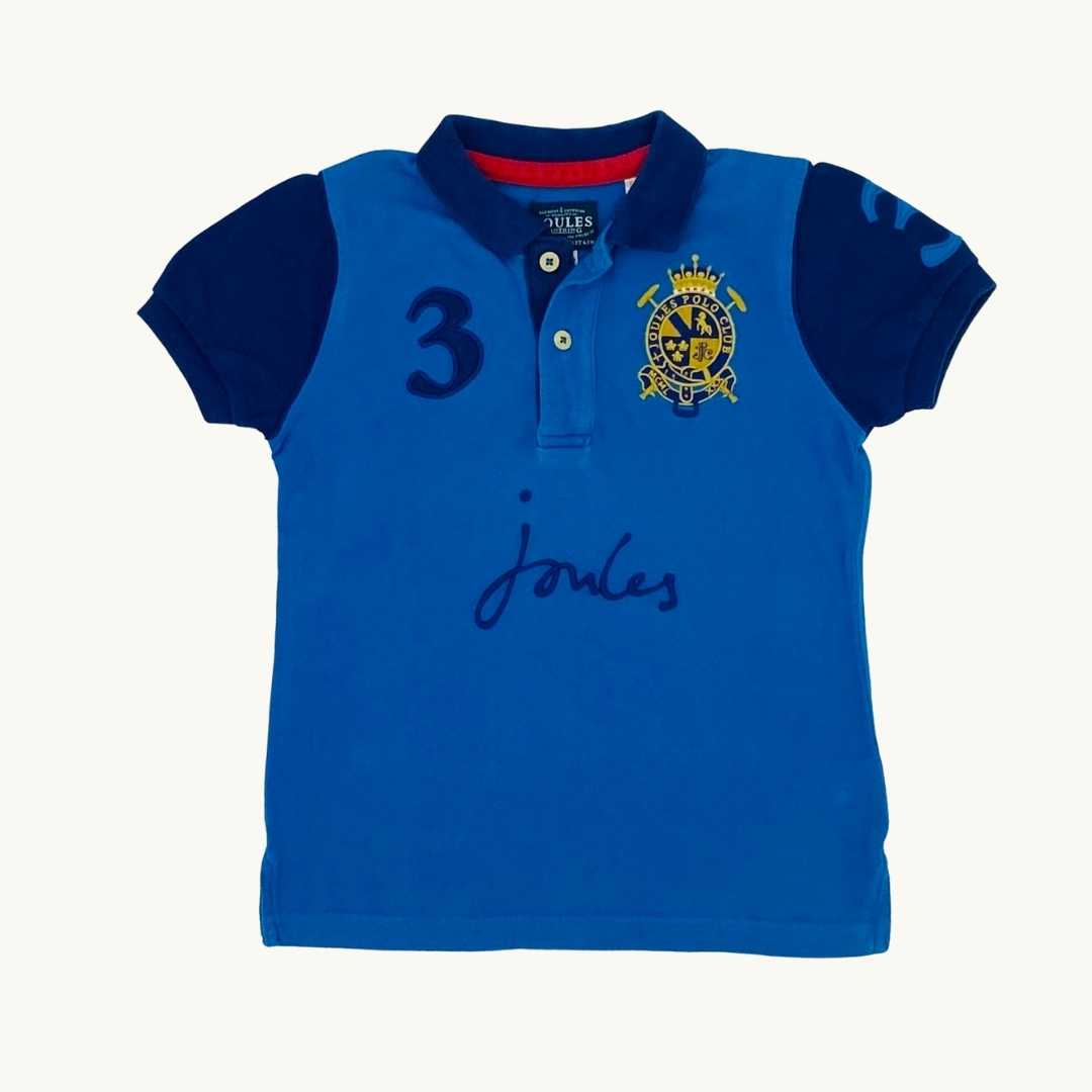Gently Worn Joules blue #3 polo shirt size 4-5 years