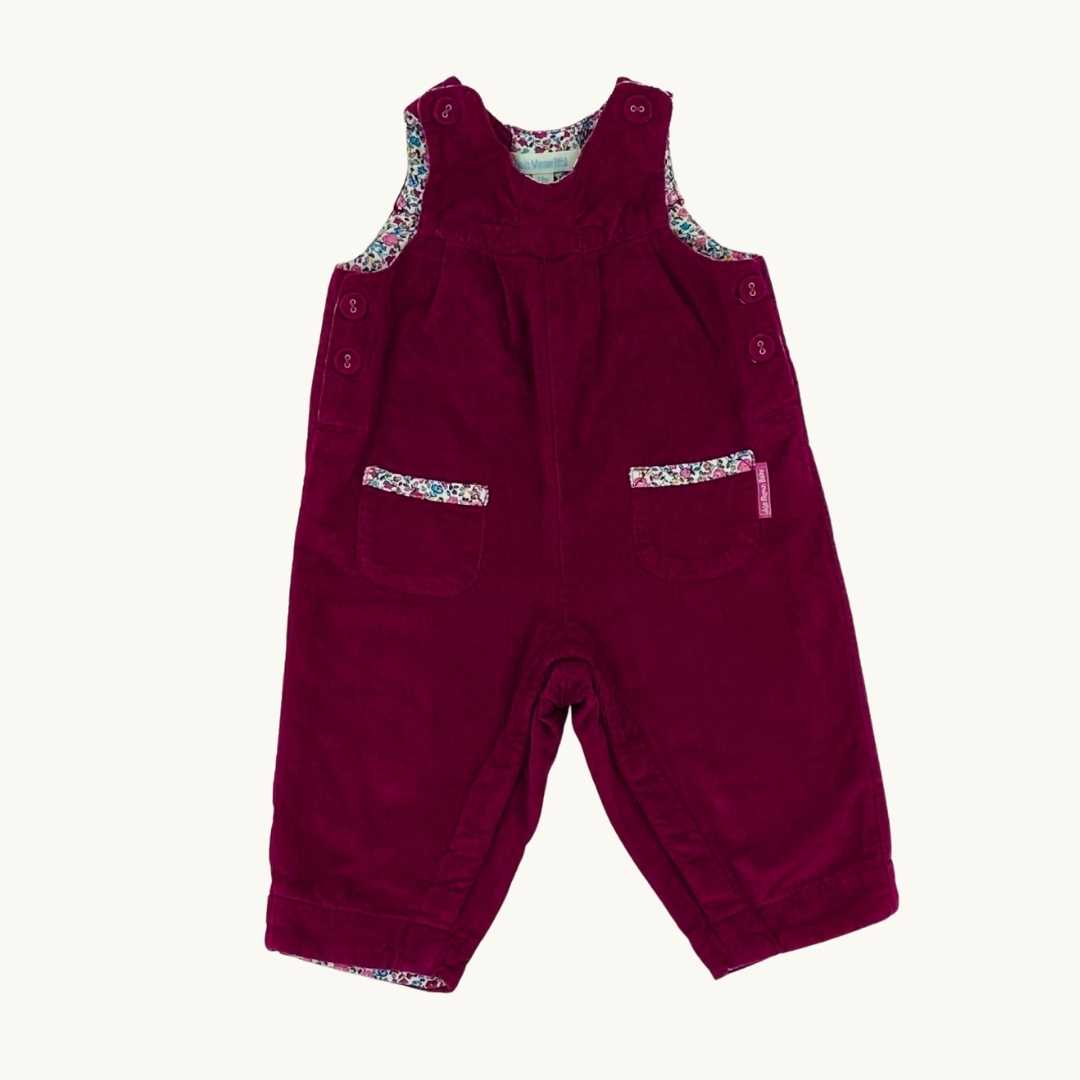 Hardly Worn JoJo Maman Bebe pink cord dungarees size 3-6 months