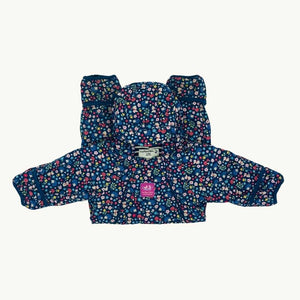 Hardly Worn JoJo Maman Bebe blue flower pramsuit size 9-12 months