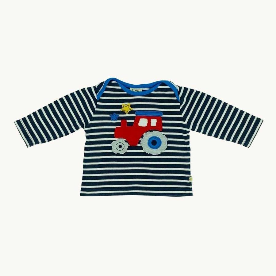 Gently Worn Frugi striped tractor t-shirt size 3-6 months