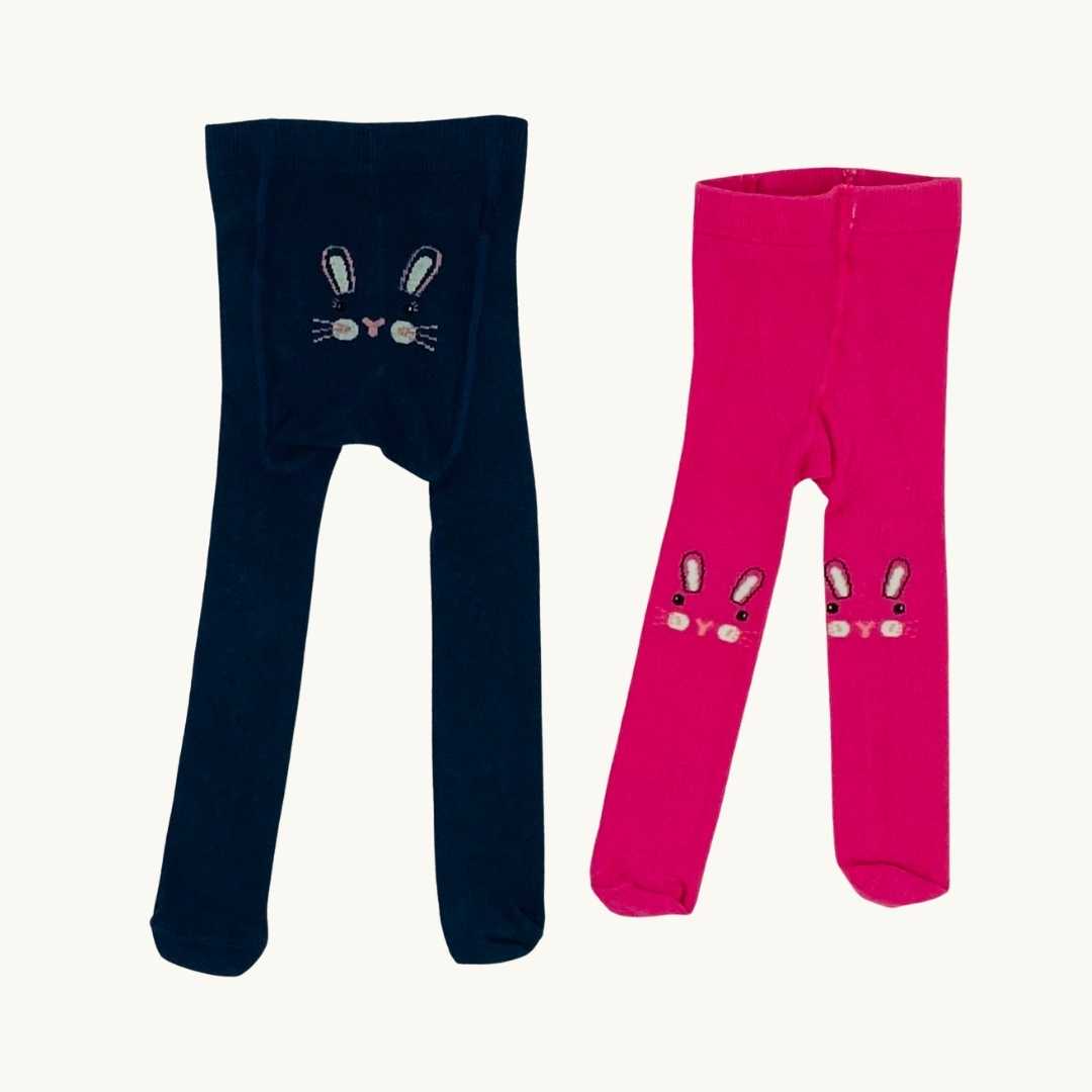 Gently Worn John Lewis set of 2 rabbit tights size 6-12 months