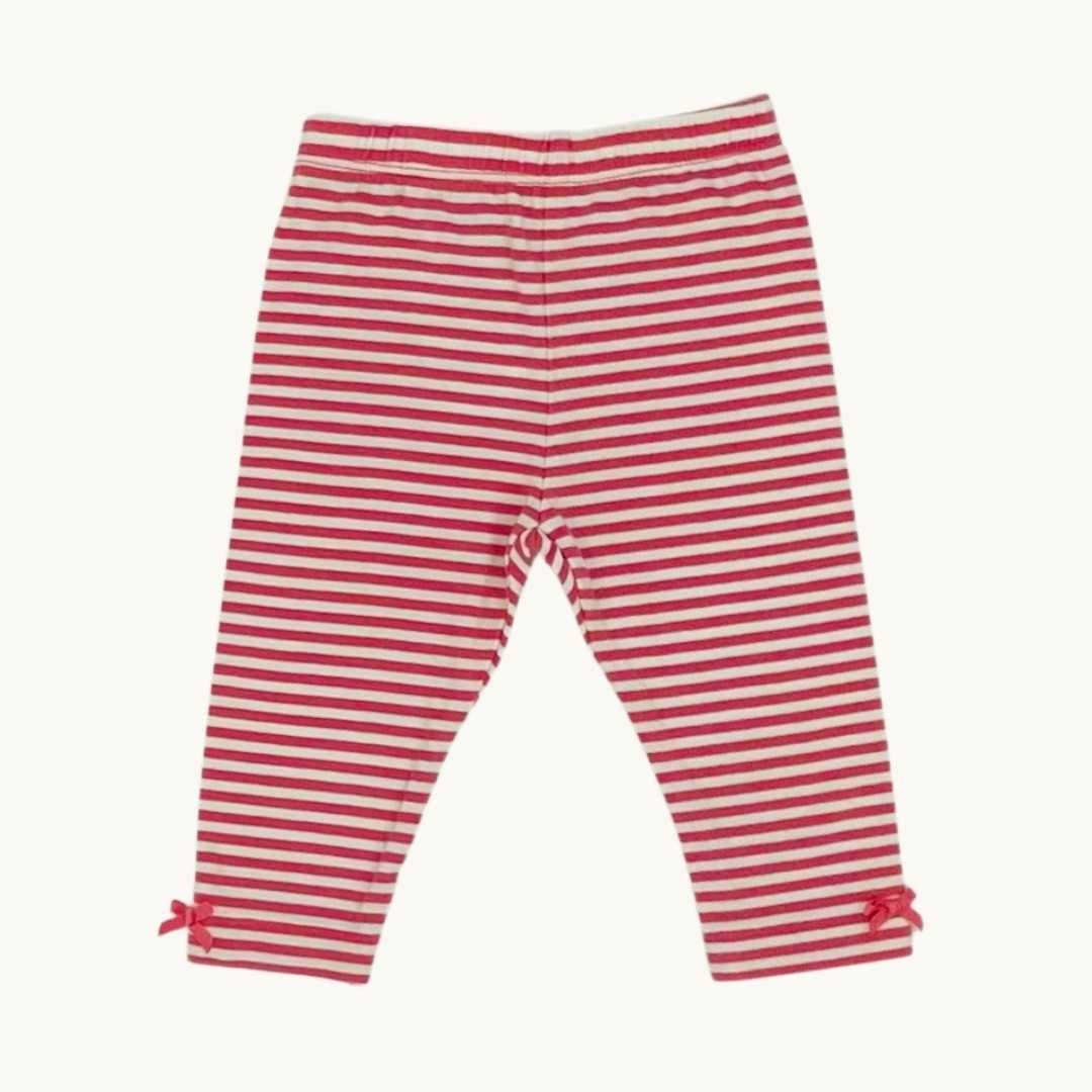 Gently Worn John Lewis pink striped leggings size 3-6 months