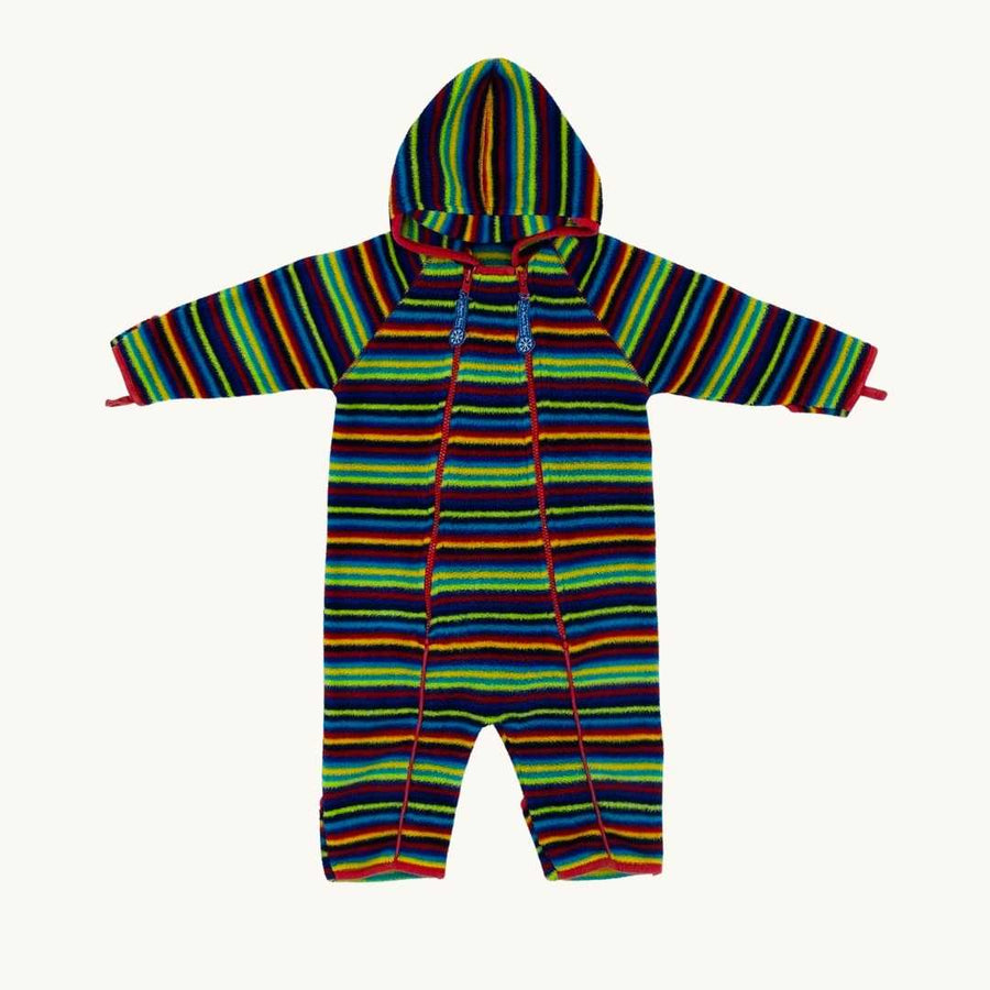 Gently Worn JoJo Maman Bebe rainbow striped pramsuit size 6-12 months