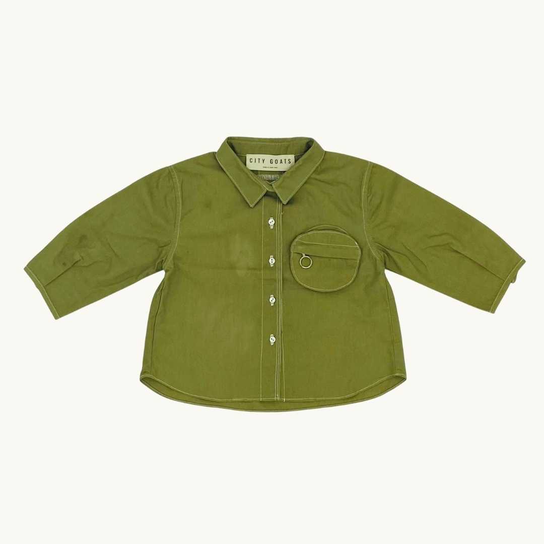 New City Goats khaki shirt size 2-3 years