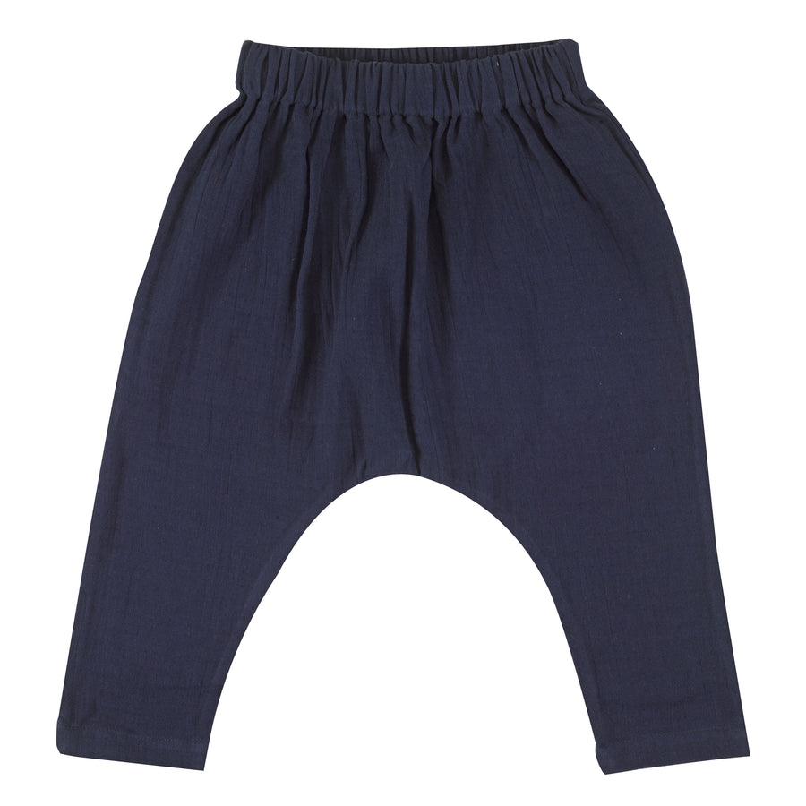 Muslin baggy pants in navy