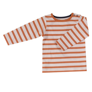 Long sleeve T-shirt in sienna breton stripe