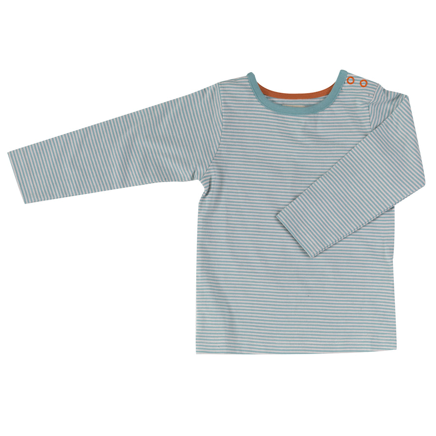Long sleeve T-shirt in turquoise fine stripe
