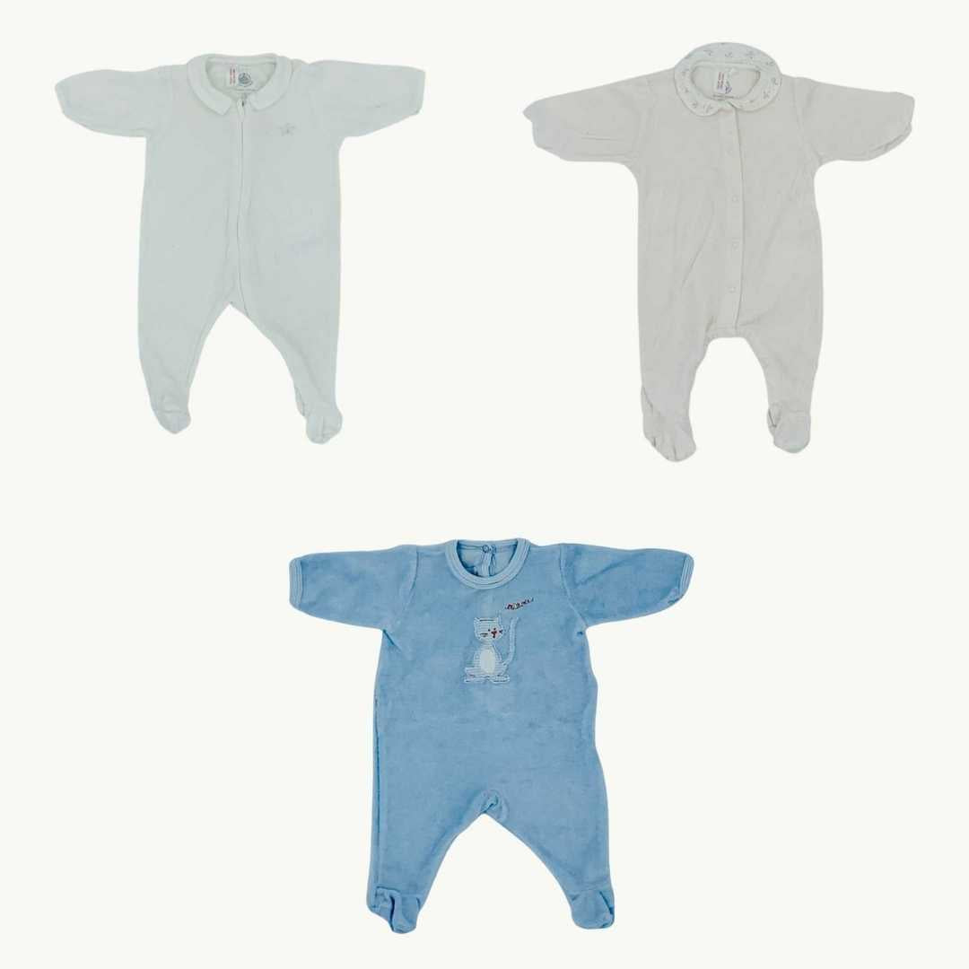 Petit Bateau velour sleepsuit bundle Size Newborn