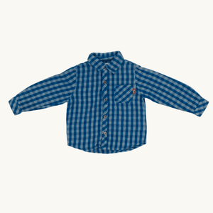 Hardly Worn Kite checked shirt size 18-24 months