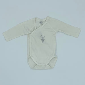 Gently Worn Petit Bateau white bunny kimono bodysuit size 0-3 months