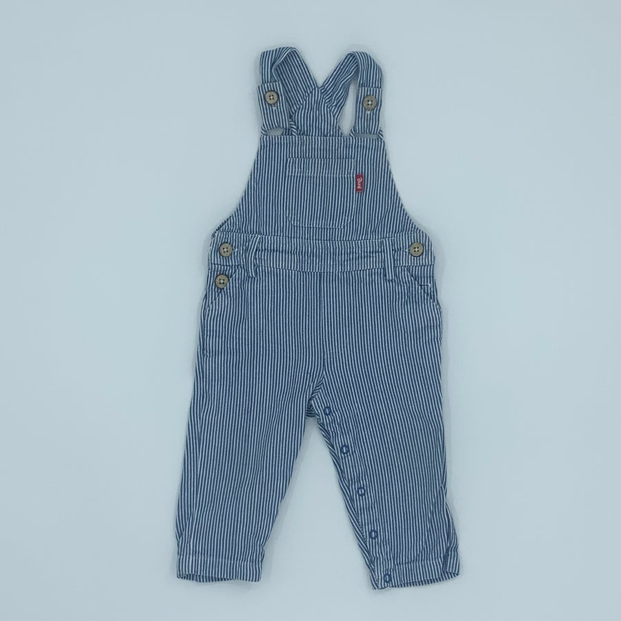 Gently Worn Kite ticking dungarees size 6-12 months