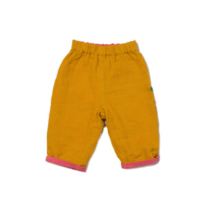 Day After Day reversible trousers in gold & pink