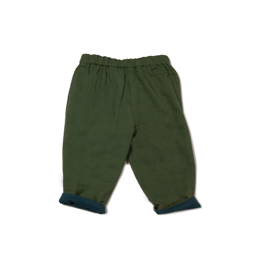 Day After Day reversible trousers in olive & storm blue