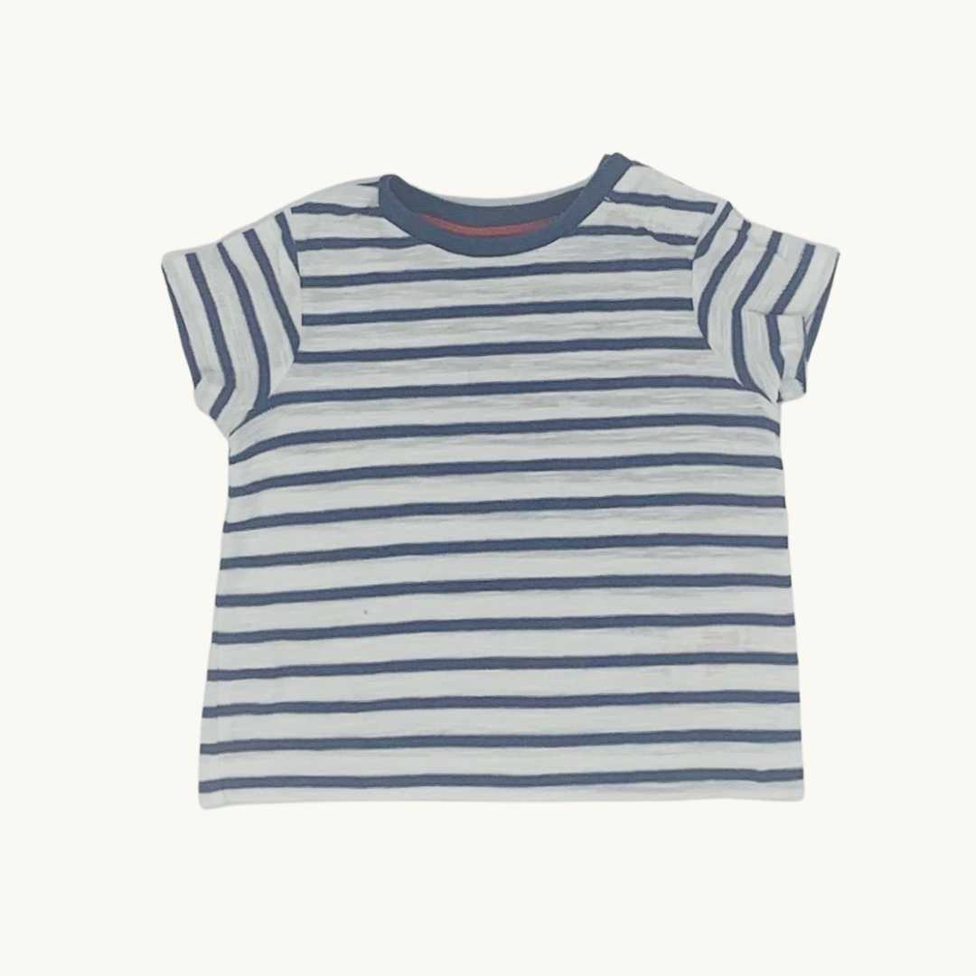 Gently Worn Boden blue stripe t-shirt size 3-6 months