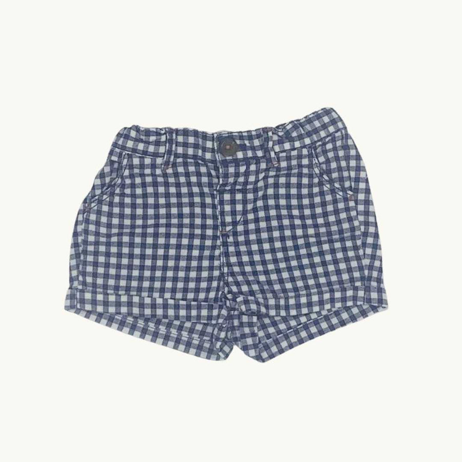Gently Worn Boden blue check shorts size 0-3 months