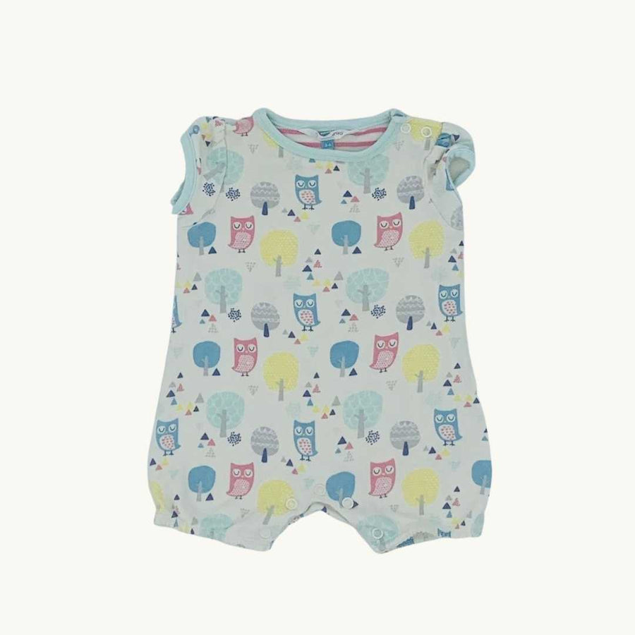 Gently Worn John Lewis owl summer romper size 3-6 months