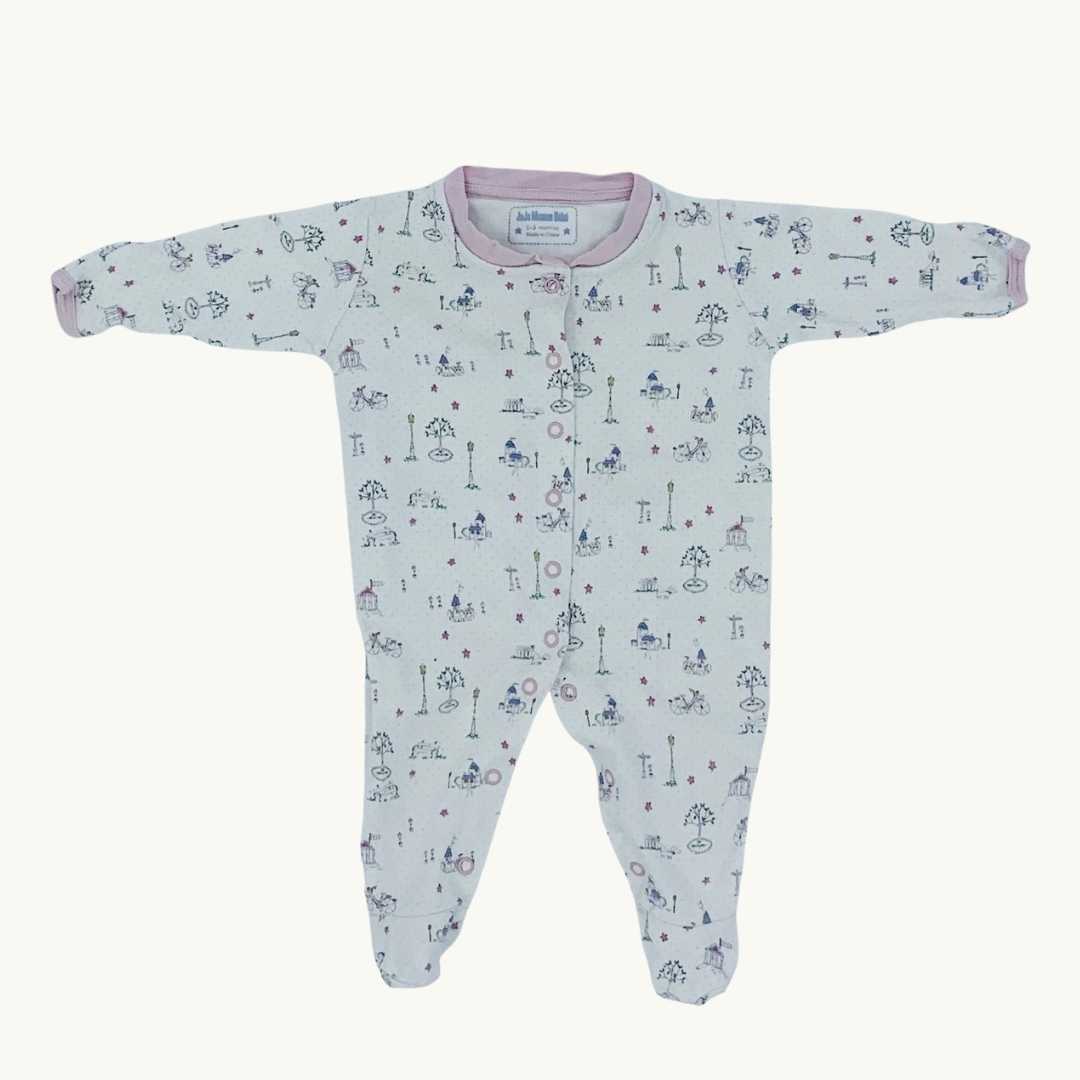 Gently Worn Jojo Maman Bebe castle sleepsuit size 0-3 months