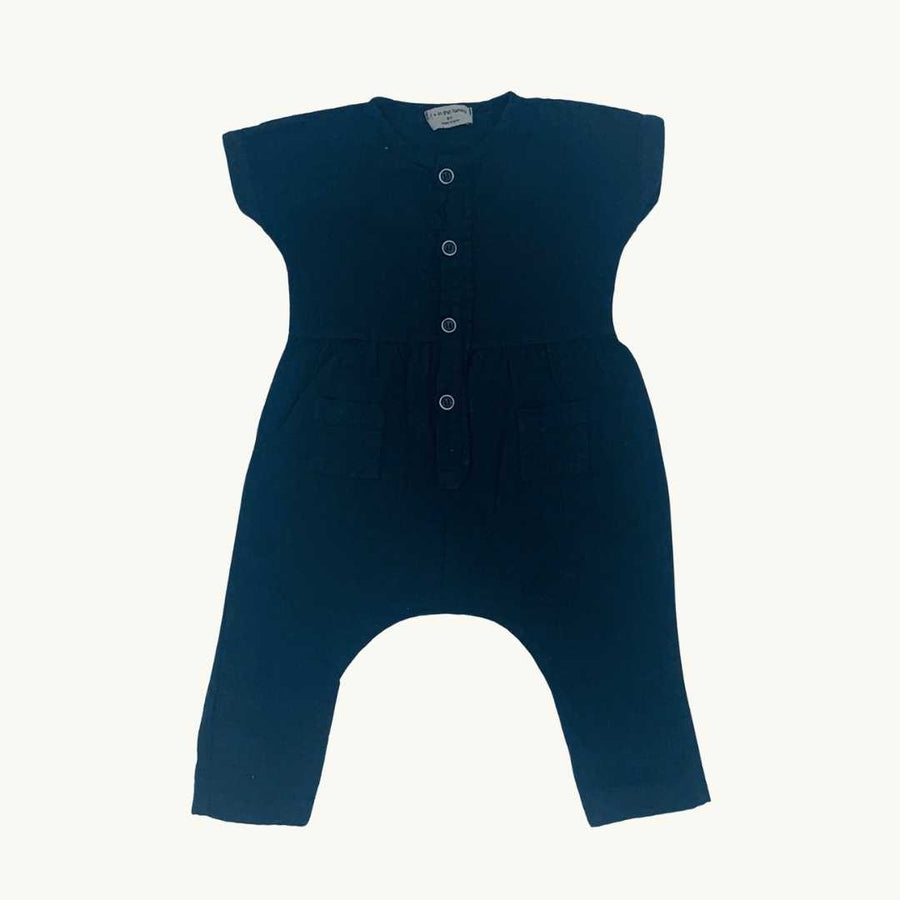 Never Worn +1 in the family navy blue summer romper size 3-6 months