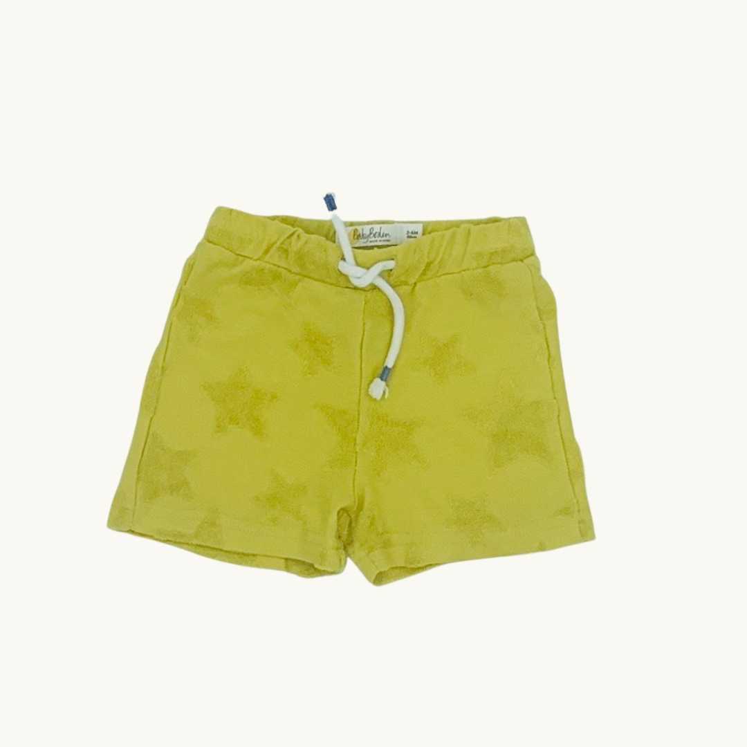 Gently Worn Boden yellow star shorts size 3-6 months