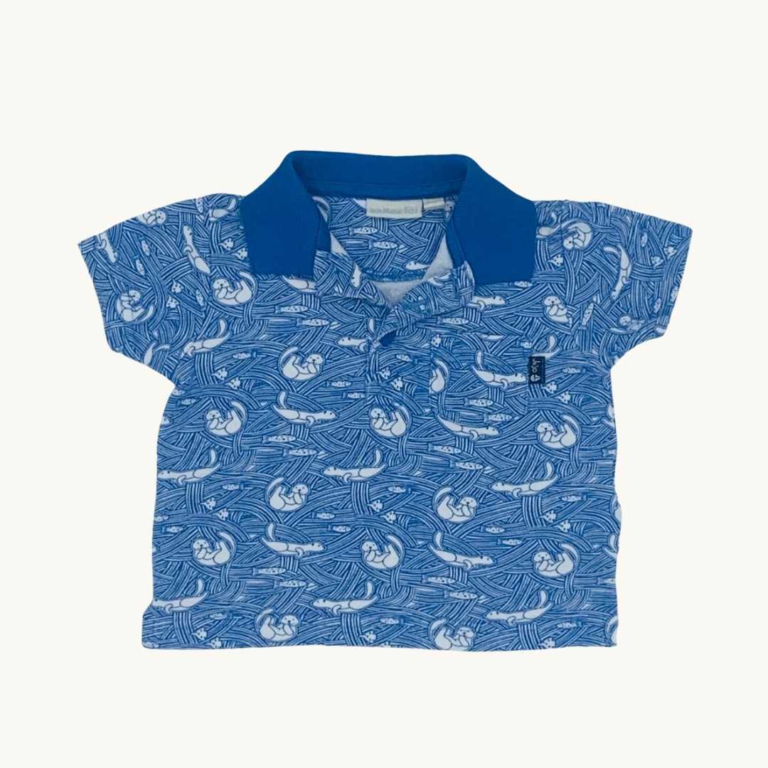 Hardly Worn Jojo Maman Bebe sea otter polo shirt size 6-12 months