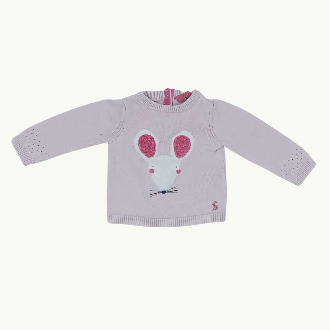 Gently Worn Joules mouse knit jumper size 0-3 months