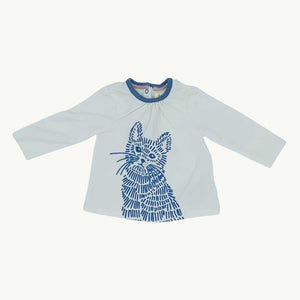 Gently Worn Boden white cat top top 3-6 months