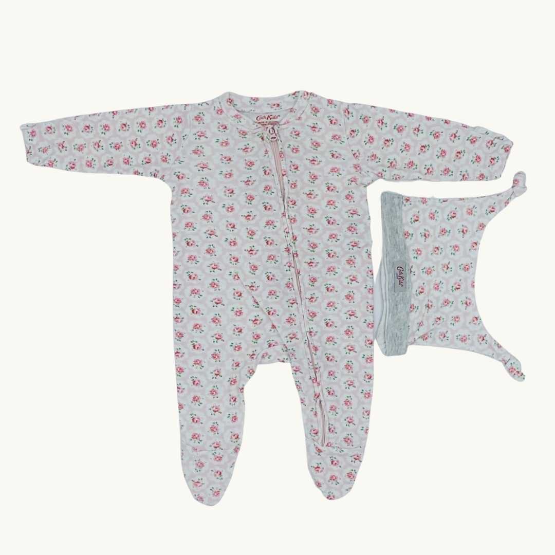 Gently Worn Cath Kidson flower sleepsuit set size 0-3 months