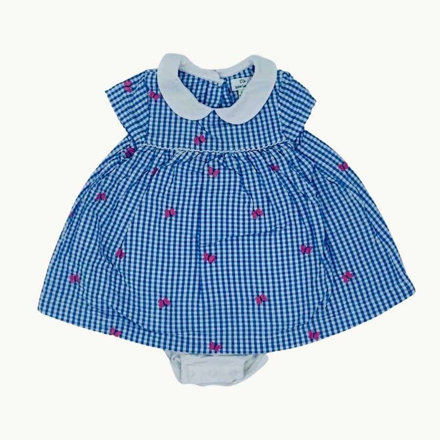 Gently Worn John Lewis All-in-one gingham dress size 3-6 months
