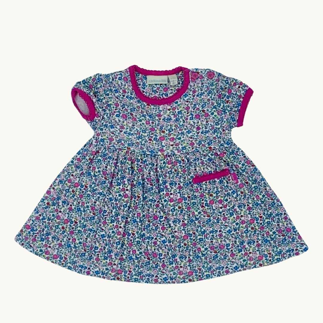 Gently Worn Jojo Maman Bebe flower print short sleeve dress size 0-3 months