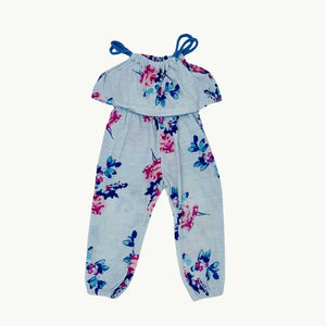 Gently Worn Joules blue flower jumpsuit size 18-24 months
