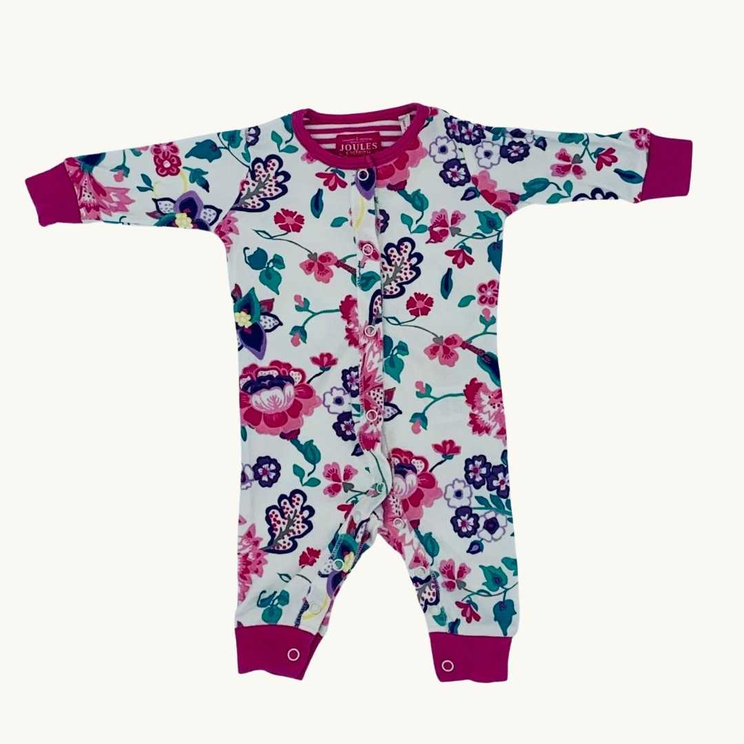 Gently Worn Joules white flower romper size 0-3 months