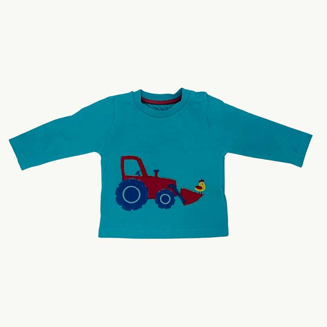 Gently Worn Kite green tractor top size 3-6 months