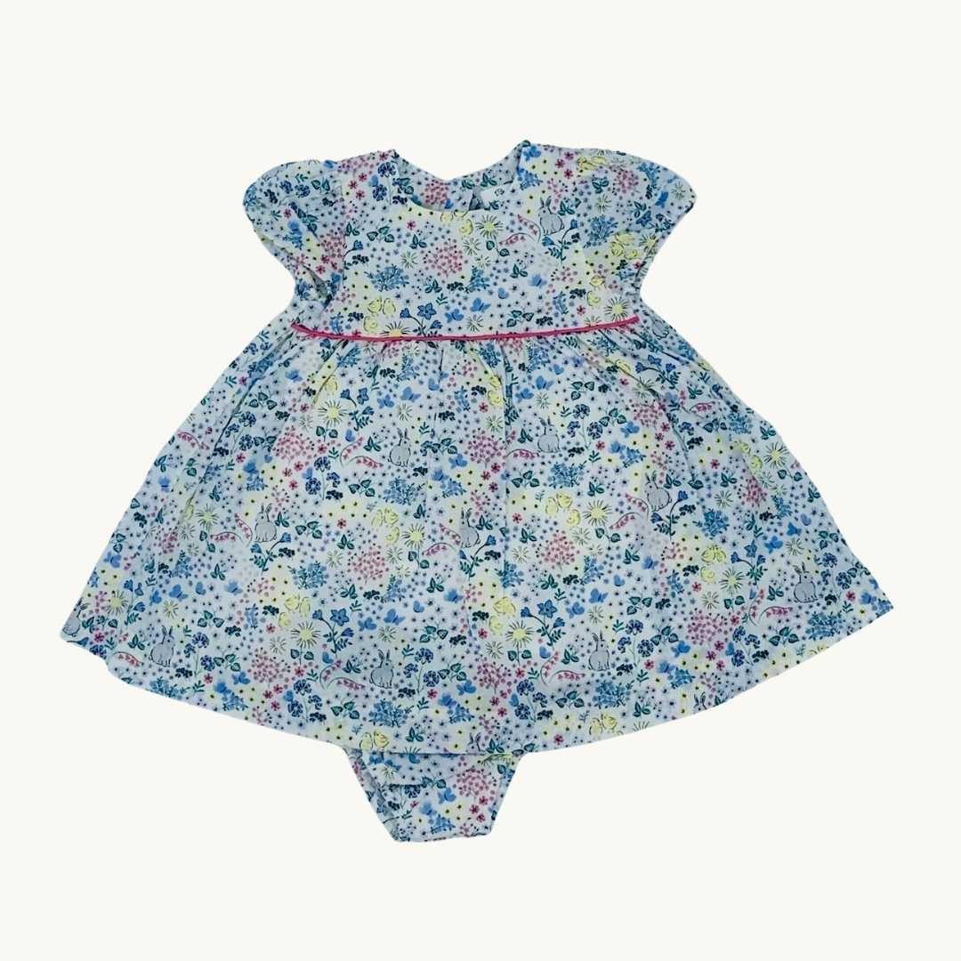 Never Worn John Lewis flower short sleeve dress size 3-6 months